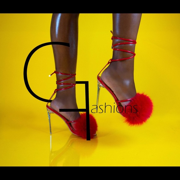 Red Fur High Heels - Picture 3 of 6